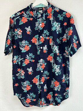 Limited Star Wars Men's Hawaiian Shirt Small Darth Vader Stormtrooper Navy